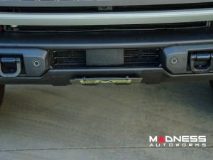 Ford Bronco Front License Plate Relocation Bracket - Factory Capable Steel Bumper - DV8 - Angled